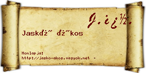 Jaskó Ákos névjegykártya
